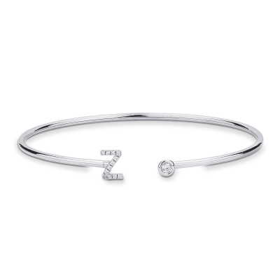 18k white gold rigid bracelet with letter Z