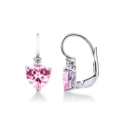 Orecchini a monachella in oro bianco 18k con zaffiri rosa taglio cuore e diamanti