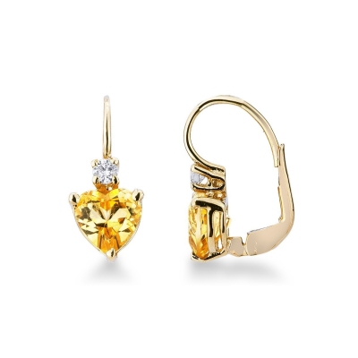 Yellow gold 18k earrings with yellow topaz and diamonds 