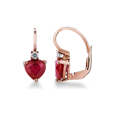 Orecchini in oro rosa 18k con rubini e diamanti