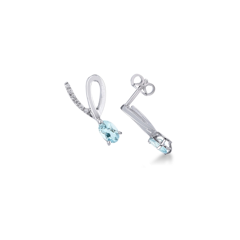White gold 18k earrings with aquamarines and diamonds 