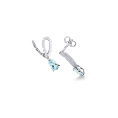 White gold 18k earrings with aquamarines and diamonds 