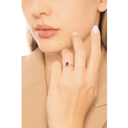 Anello con rubino ovale e diamanti a contorno oro bianco 18k 2
