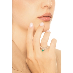 ANELLO CONTRARIER CON BRILLANTI E SMERALDO CUORE MM5X5 2