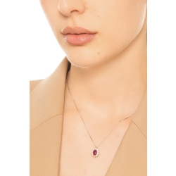 Collana in oro bianco 18k con rubino e diamanti a contorno 2