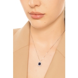 Collana contorno oro bianco 18k con zaffiro blu e diamanti 2