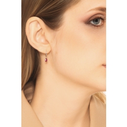 Orecchini cerchio oro bianco 18k con rubini pendenti a goccia  2