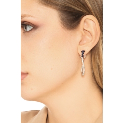 Orecchini ovali design con diamanti e zaffiri blu 2