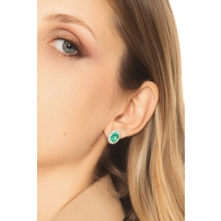 ORECCHINI CONTORNO 16BRILLANTI E SMERALDO OVALE MM9X7 2