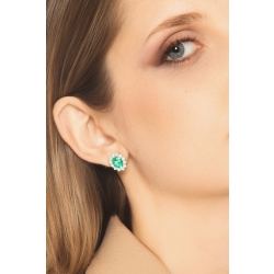 ORECCHINI CONTORNO 12BRILLANTI CON SMERALDO OVALE MM9X7 2