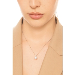 Collana con perla e diamante in oro bianco 18k  2