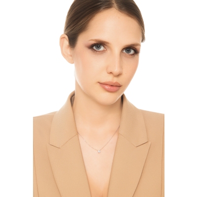 Collana punto luce oro bianco 18k con diamante da 0,50 ct
