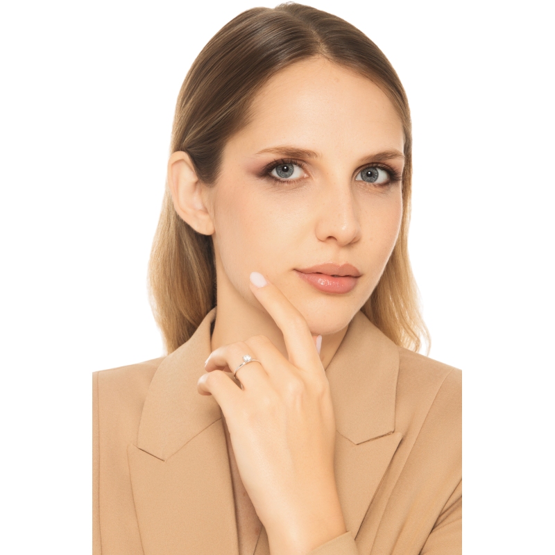 Anello solitario Meraviglia con diamante 0.50 ct oro bianco 18k