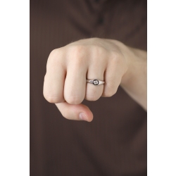 Anello solitario uomo con diamante in oro bianco 18k 2