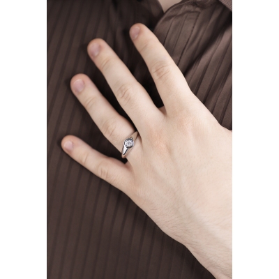 Solitario Uomo con diamante a castone 0.20 ct oro bianco 18k