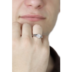 Anello solitario uomo con diamante 0.30 ct oro bianco 18k 2