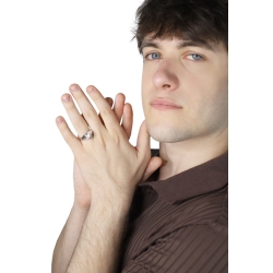 Solitario uomo con diamante 0.90 ct oro bianco 18k 2