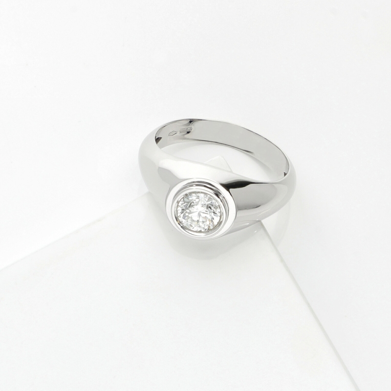 Solitario uomo con diamante 0.90 ct oro bianco 18k