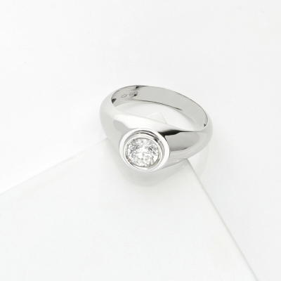 Solitario uomo con diamante 0.90 ct oro bianco 18k