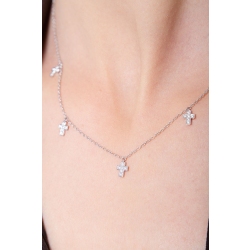 18k white gold necklace with 5 diamond crosses 2