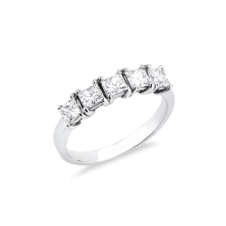 Fedina a cinque diamanti princess in oro bianco 18k 