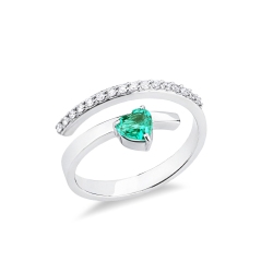 ANELLO CONTRARIER CON BRILLANTI E SMERALDO CUORE MM5X5