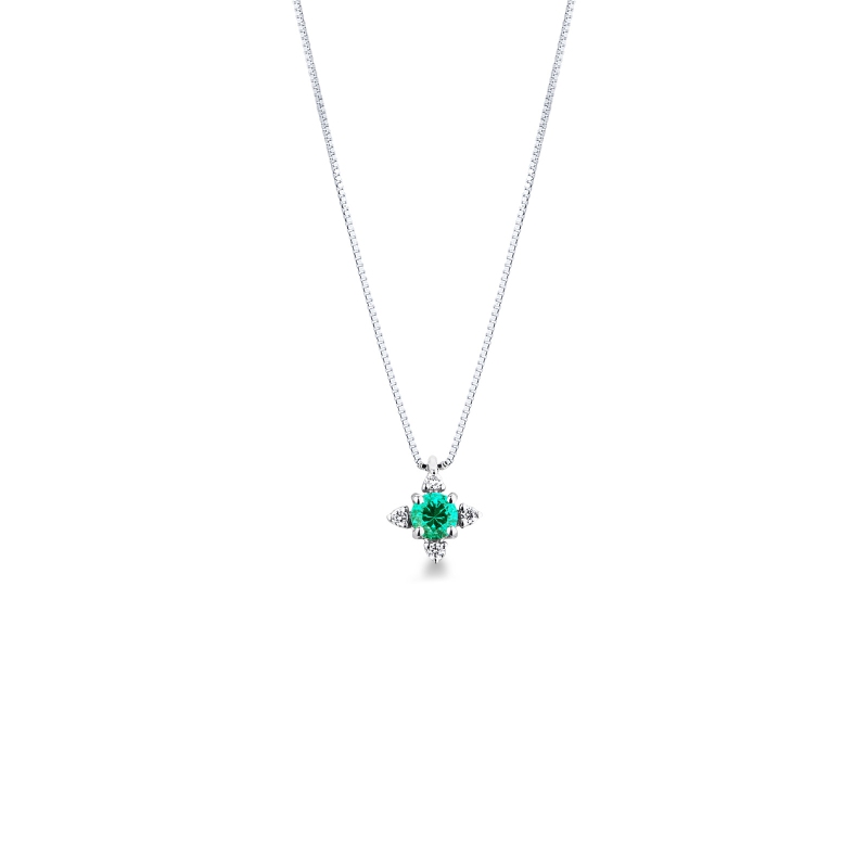 CIONDOLO CON BRILLANTI E SMERALDO TONDO, SIMILE A WGIRP7616BBS