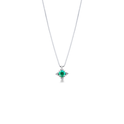 CIONDOLO CON BRILLANTI E SMERALDO TONDO, SIMILE A WGIRP7616BBS