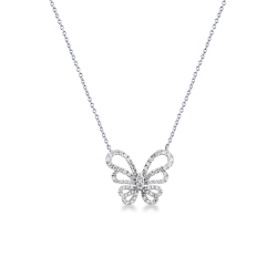 Collana oro bianco 18k con farfalla in diamanti