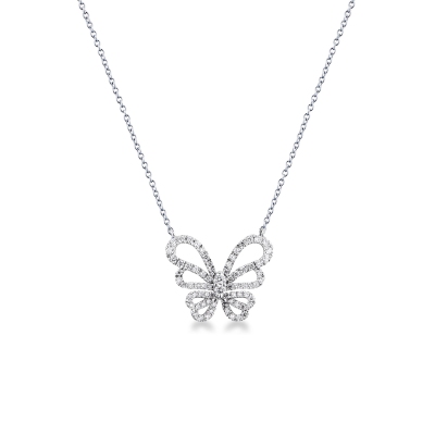 Collana oro bianco 18k con farfalla in diamanti