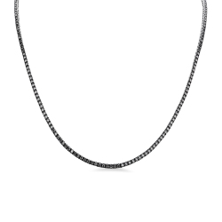Collana tennis con diamanti neri in oro bianco 18k