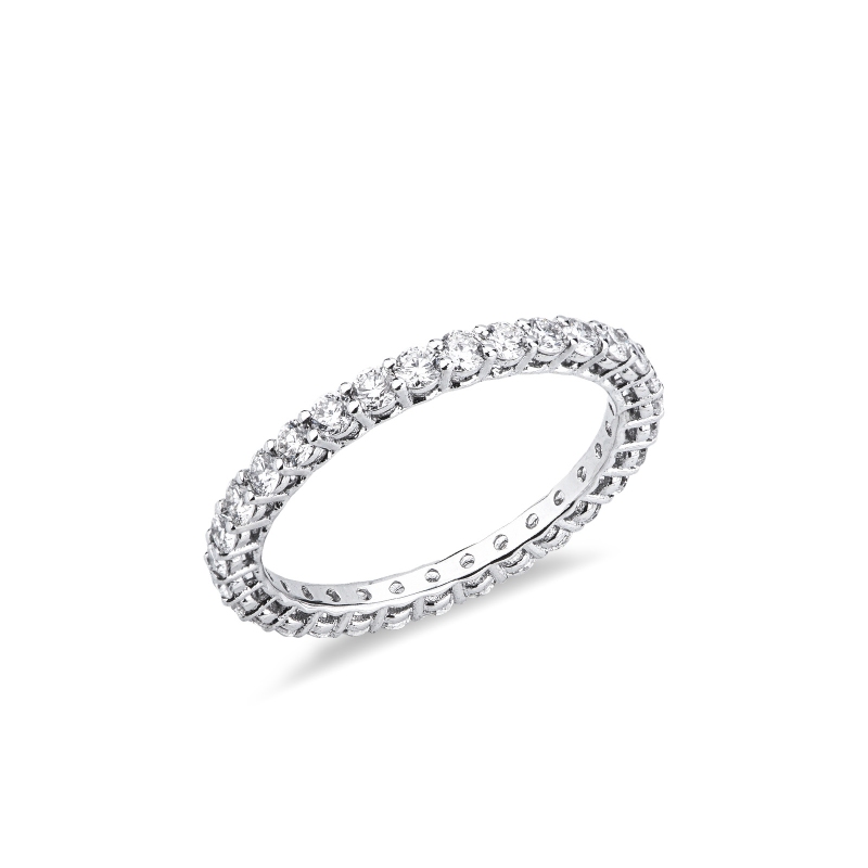 Anello eternity con diamanti in oro bianco 18k