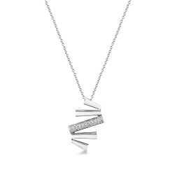 Collana oro bianco 18k con barrette oblique in diamanti