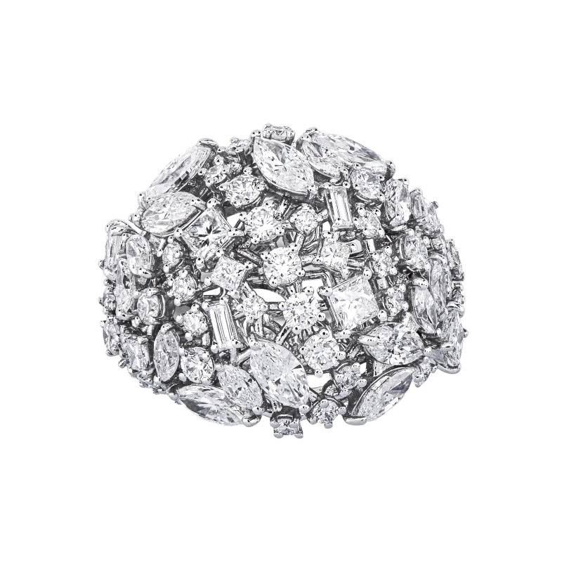 Anello fascia con diamanti oro bianco 18k