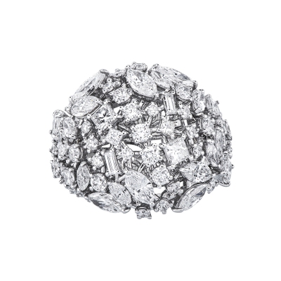 Anello fascia con diamanti oro bianco 18k