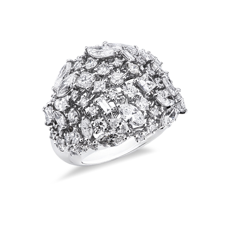 Anello fascia con diamanti oro bianco 18k