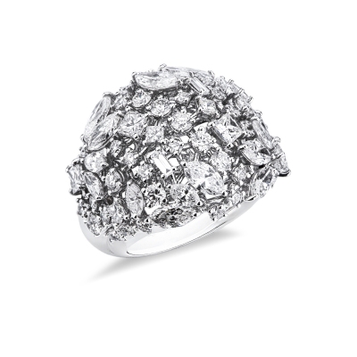 Anello fascia con diamanti oro bianco 18k