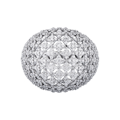 Anello fascia con diamanti in oro bianco 750 