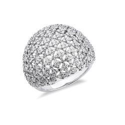 Anello fascia con diamanti in oro bianco 750 