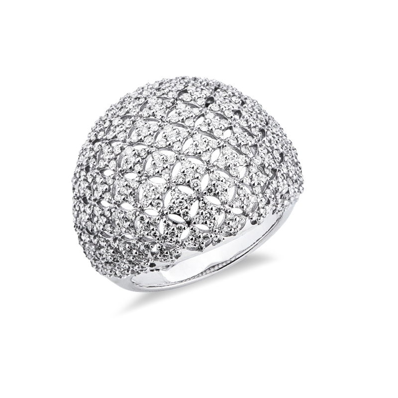 Anello fascia con diamanti in oro bianco 750 