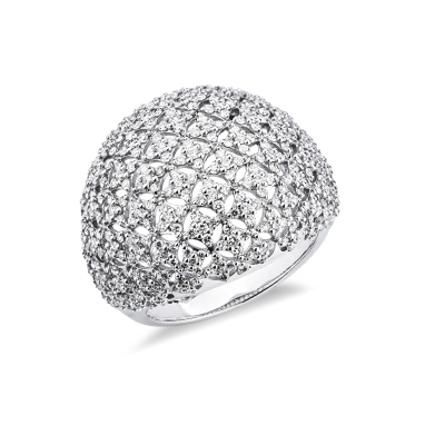 Anello fascia con diamanti in oro bianco 750 