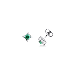 ORECCHINI CON BRILLANTI E SMERALDO TONDO, SIMILI A WORE7616BBS