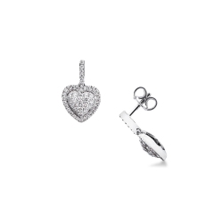 Orecchini in oro bianco 18k con cuori in diamanti