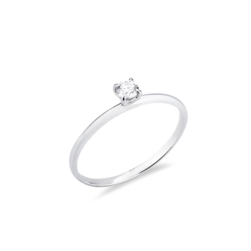 Solitario Meraviglia con diamante 0,15 ct in oro bianco 18k 
