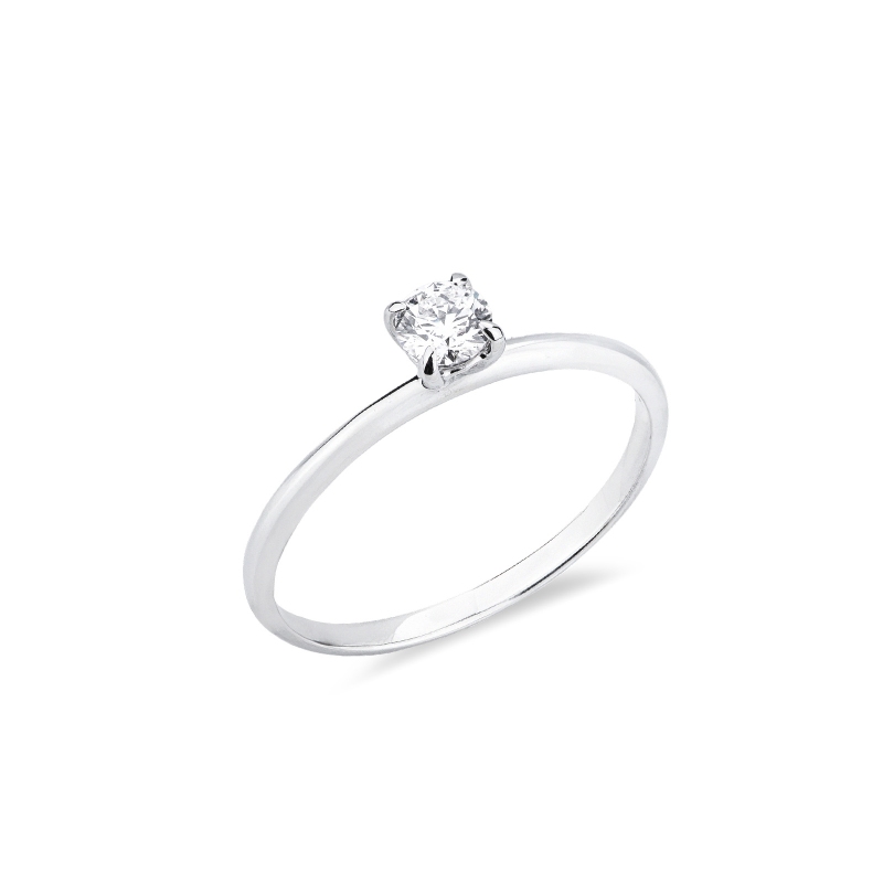 Anello solitario oro bianco 18k Meraviglia con diamante 0,25 ct