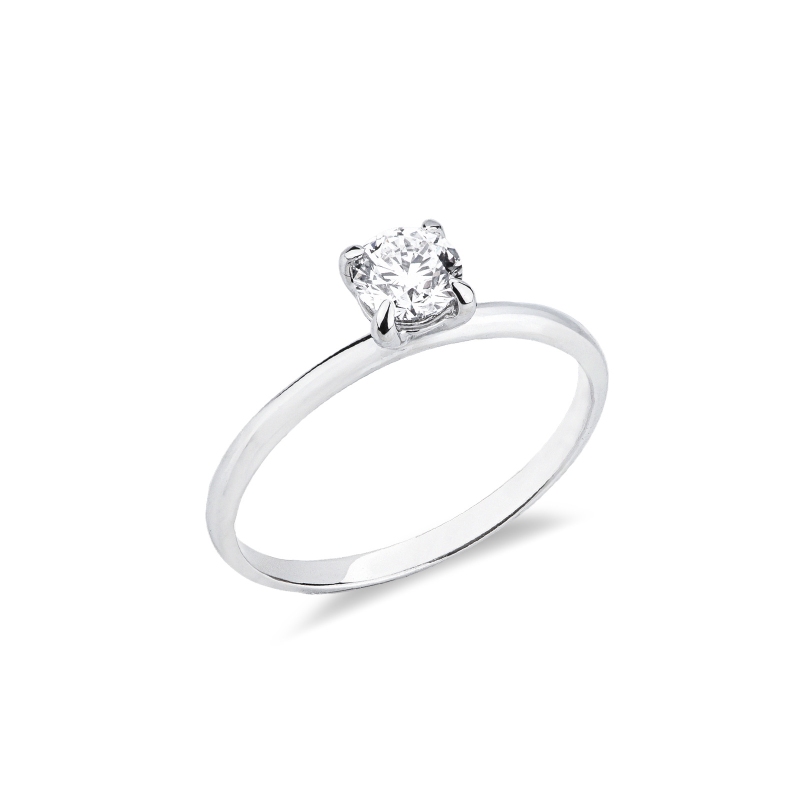 Anello solitario Meraviglia con diamante 0.50 ct oro bianco 18k