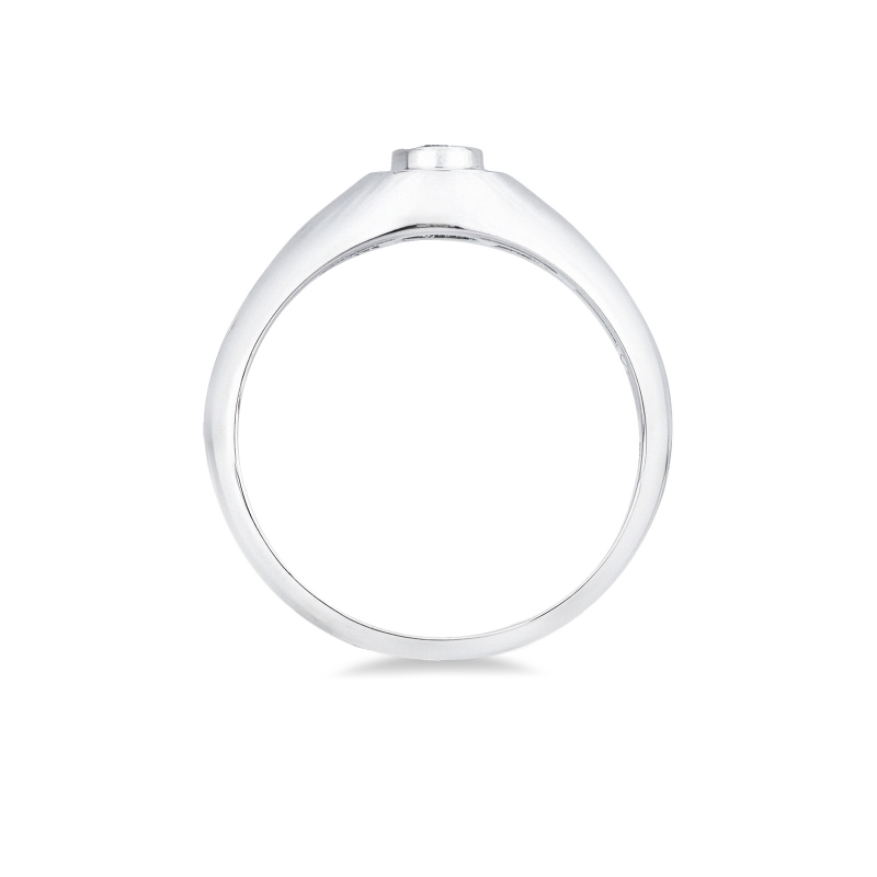 Anello solitario uomo con diamante in oro bianco 18k