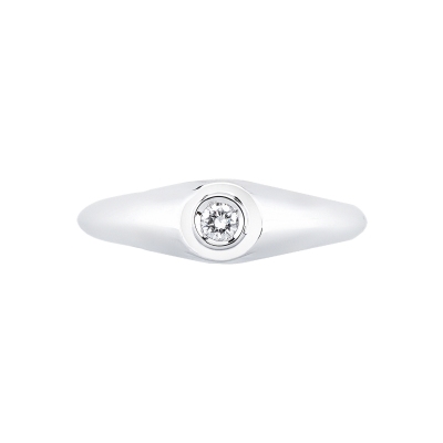 Anello solitario uomo con diamante in oro bianco 18k