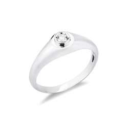 Anello solitario uomo con diamante in oro bianco 18k