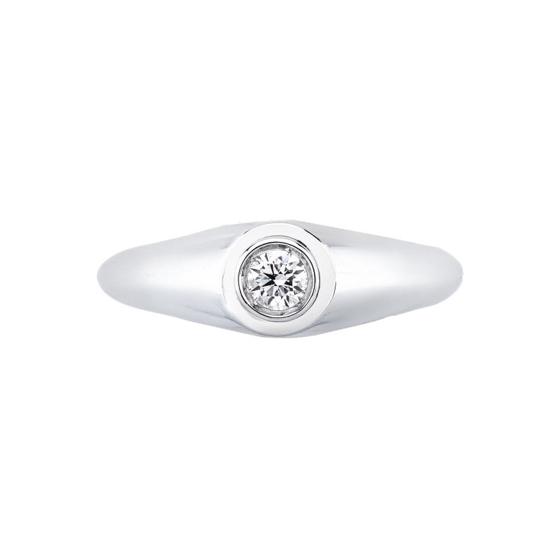 Solitario Uomo con diamante a castone 0.20 ct oro bianco 18k